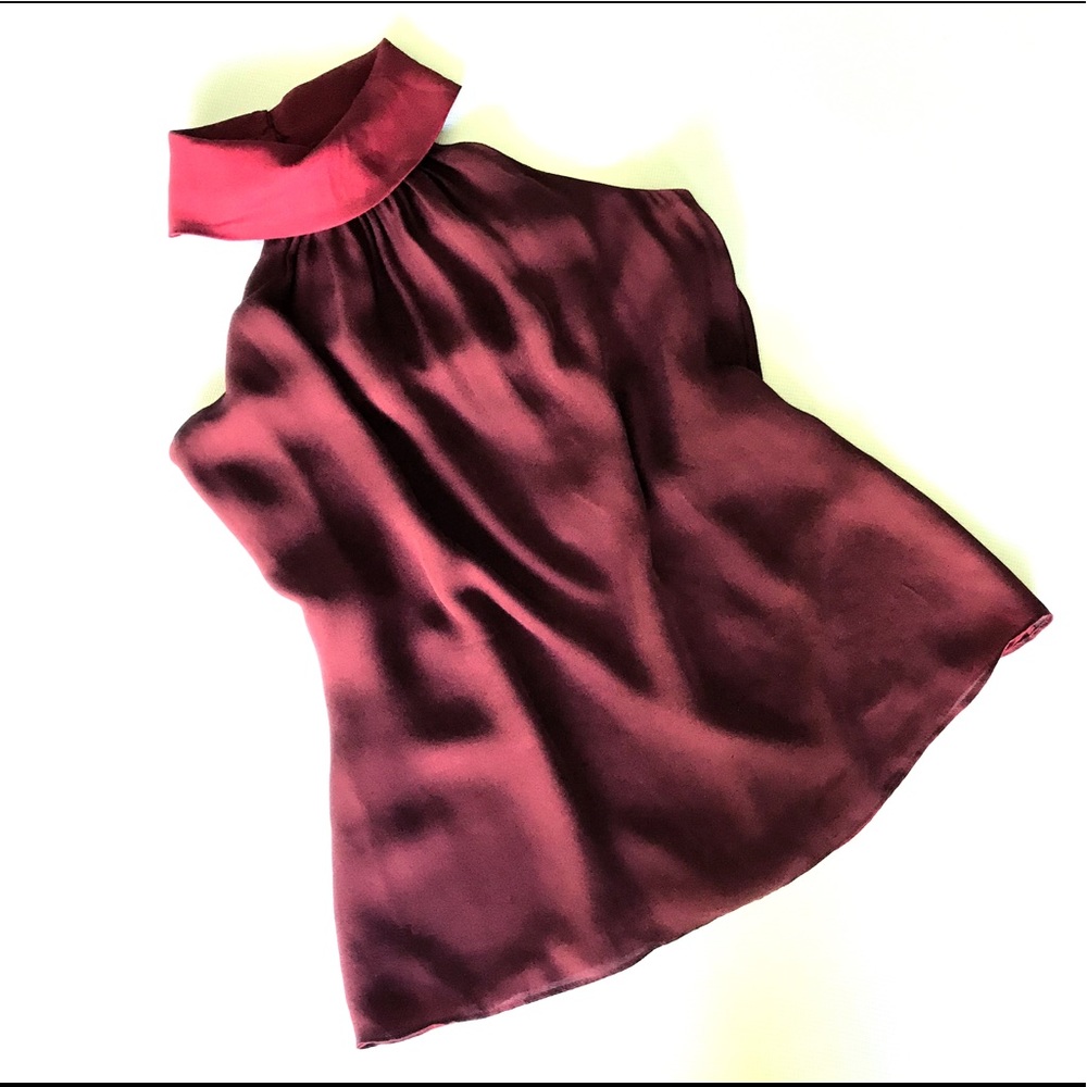 WHBM Silk Wine Jewel Tones Sleeveless Blouse